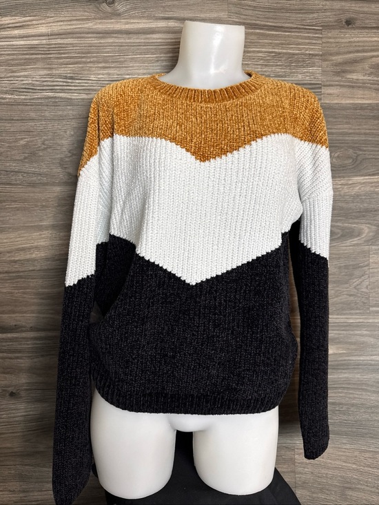 Ripzone Sweaters - Ripzone Colorblock Chevron Crewneck soft knit Sweater - Mustard, White, Black M